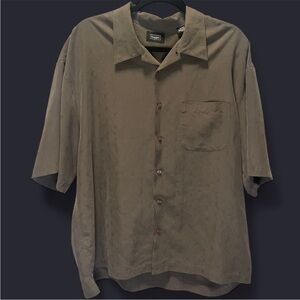 RARE Vintage 90s Haggar XL Olive Green Textured Button-Up